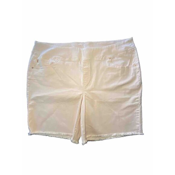 Belle‎ Kim Gravel 26w Cut Off Shorts Fringed Soft Pink Stretch Modal Cotton - Picture 1 of 10